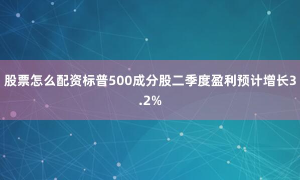股票怎么配资标普500成分股二季度盈利预计增长3.2%
